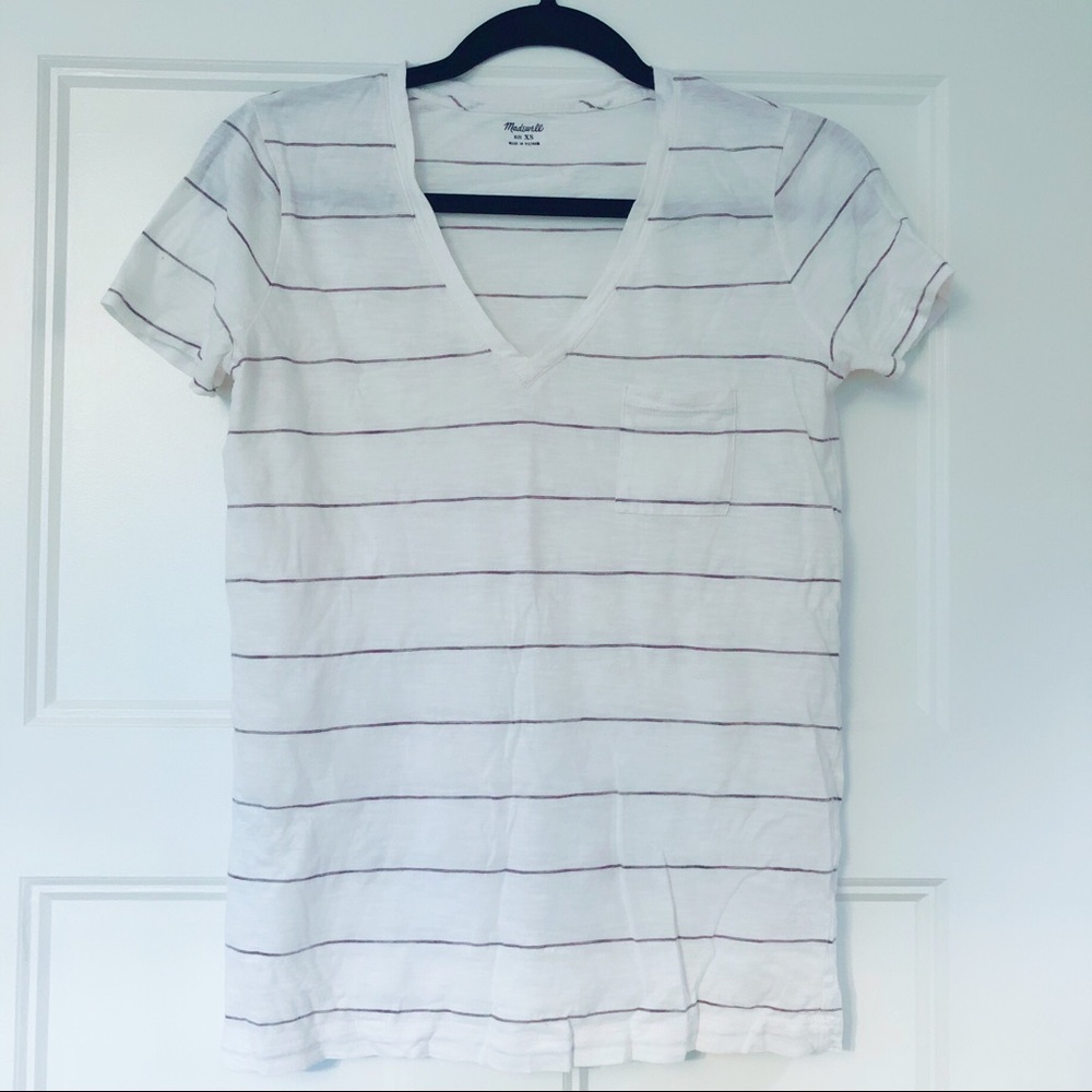 Madewell Whisper Cotton V-Neck Pocket Tee, size XS